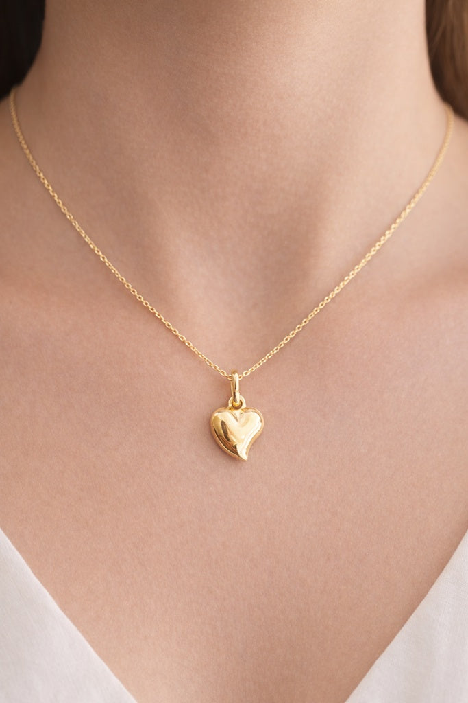 14K TPUFFY HEART PENDANT – 8MM SMALL – JY Jewelry Wholesale