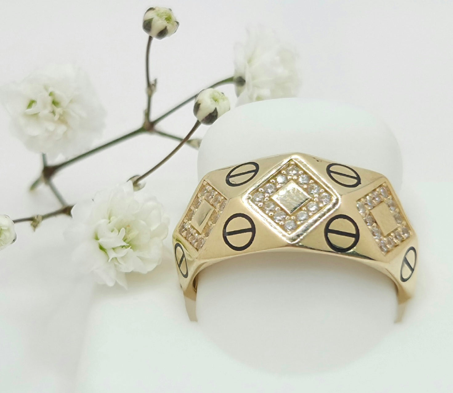 14K CZ RHOMBUS DIAGONAL RING – 7 & 8 – JY Jewelry Wholesale