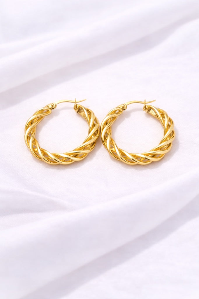 10K MODERN WOVEN HOOPS EARRINGS – 2 5MM – JY Jewelry Wholesale