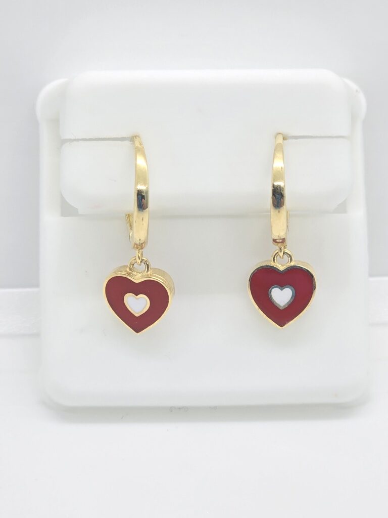 10K RED HEART SMALL BABY HOOP EARRINGS – JY Jewelry Wholesale