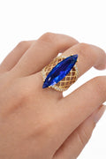 10K NET BACKGRAIND STRONG BLUE ALMOND STONE RING – 6.5 – JY Jewelry Wholesale