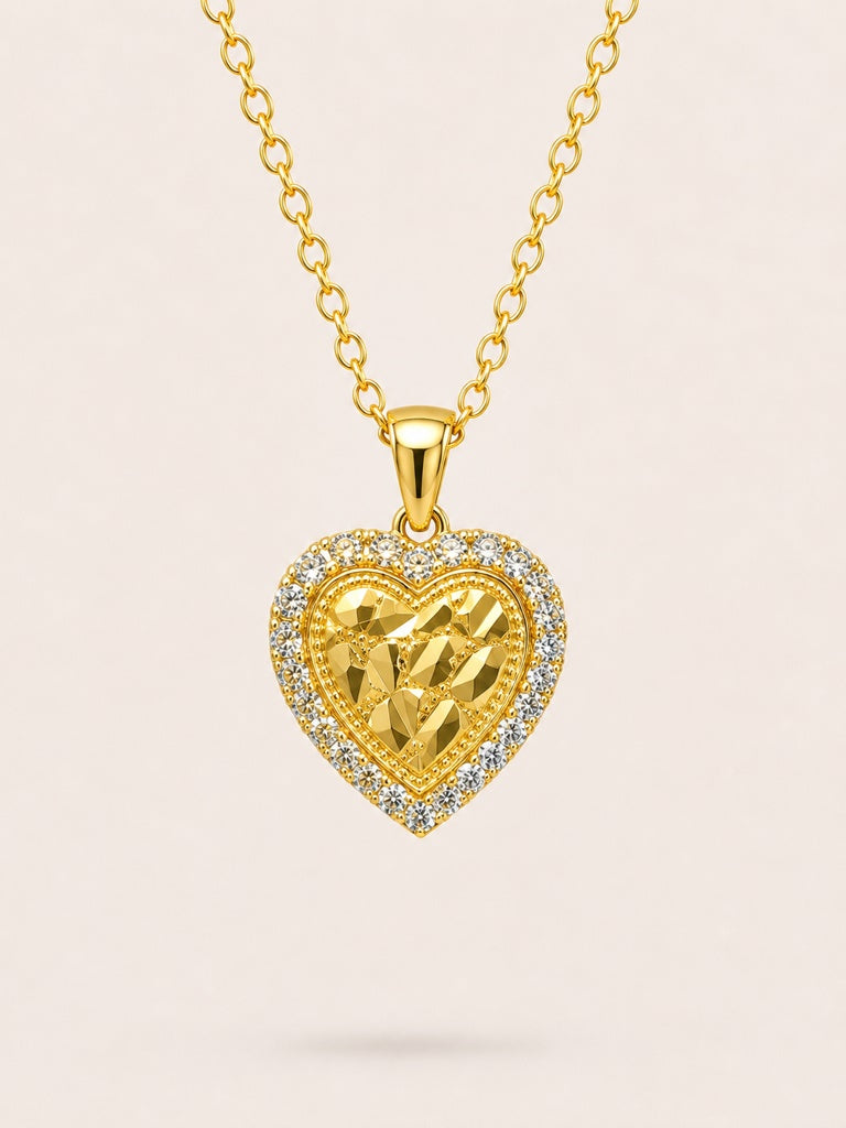 10K CZ FRAME NUGGETS HEART PENDANT – SMALL – JY Jewelry Wholesale