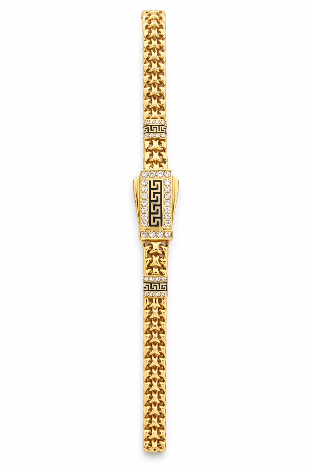 10K DOUBLE CHINO LINK BRACELET WITH BLACK GREEK DETAILS – 7.5" 5.5" – JY Jewelry Wholesale