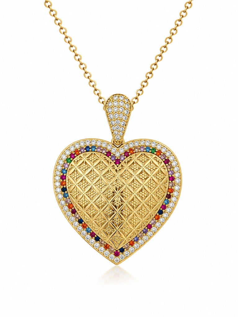 10K LARGE CZ COLORS ELEGANT HEART PENDANT – JY Jewelry Wholesale