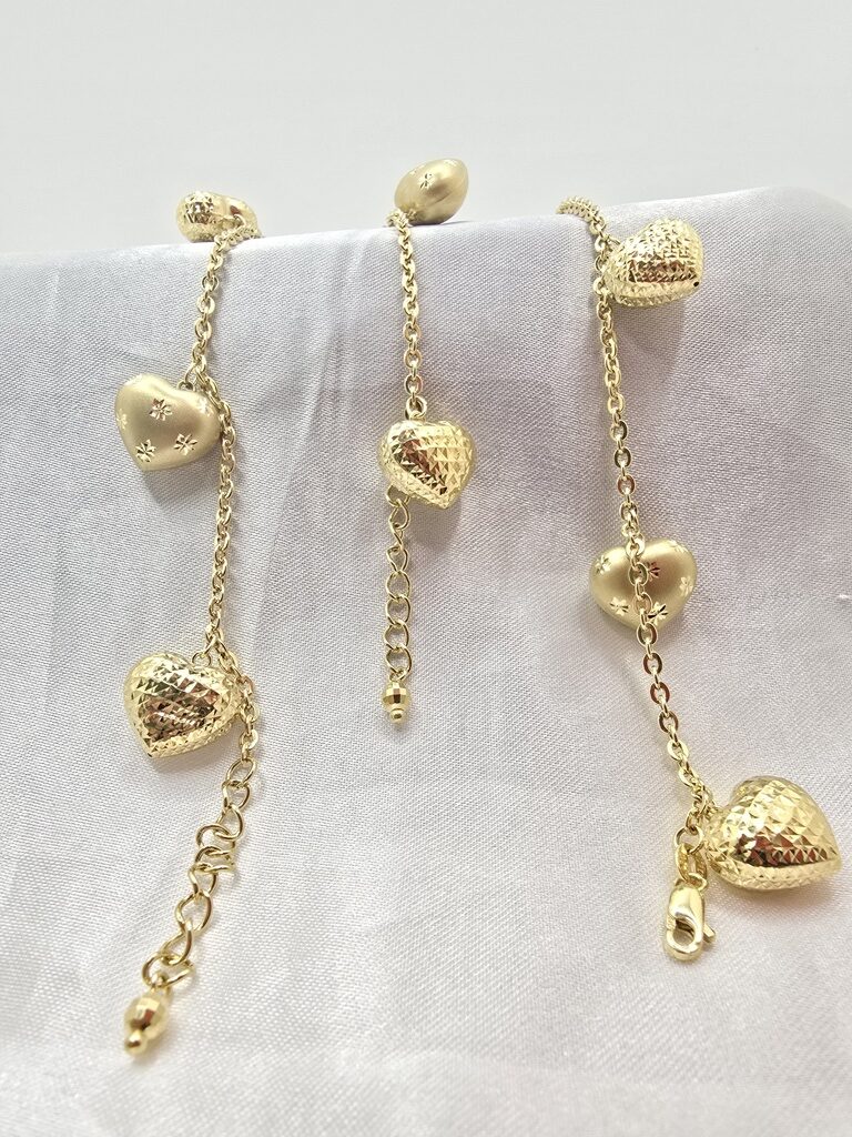 10K LARGE DIAMOND CUT AND HEARTS – 7" – JY Jewelry Wholesale