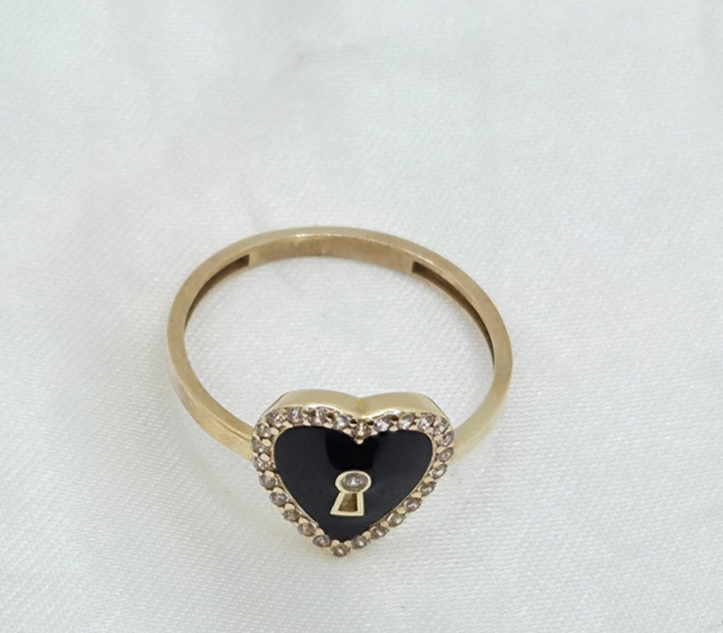 10K BLACK HEART RING CZ – 7 – JY Jewelry Wholesale