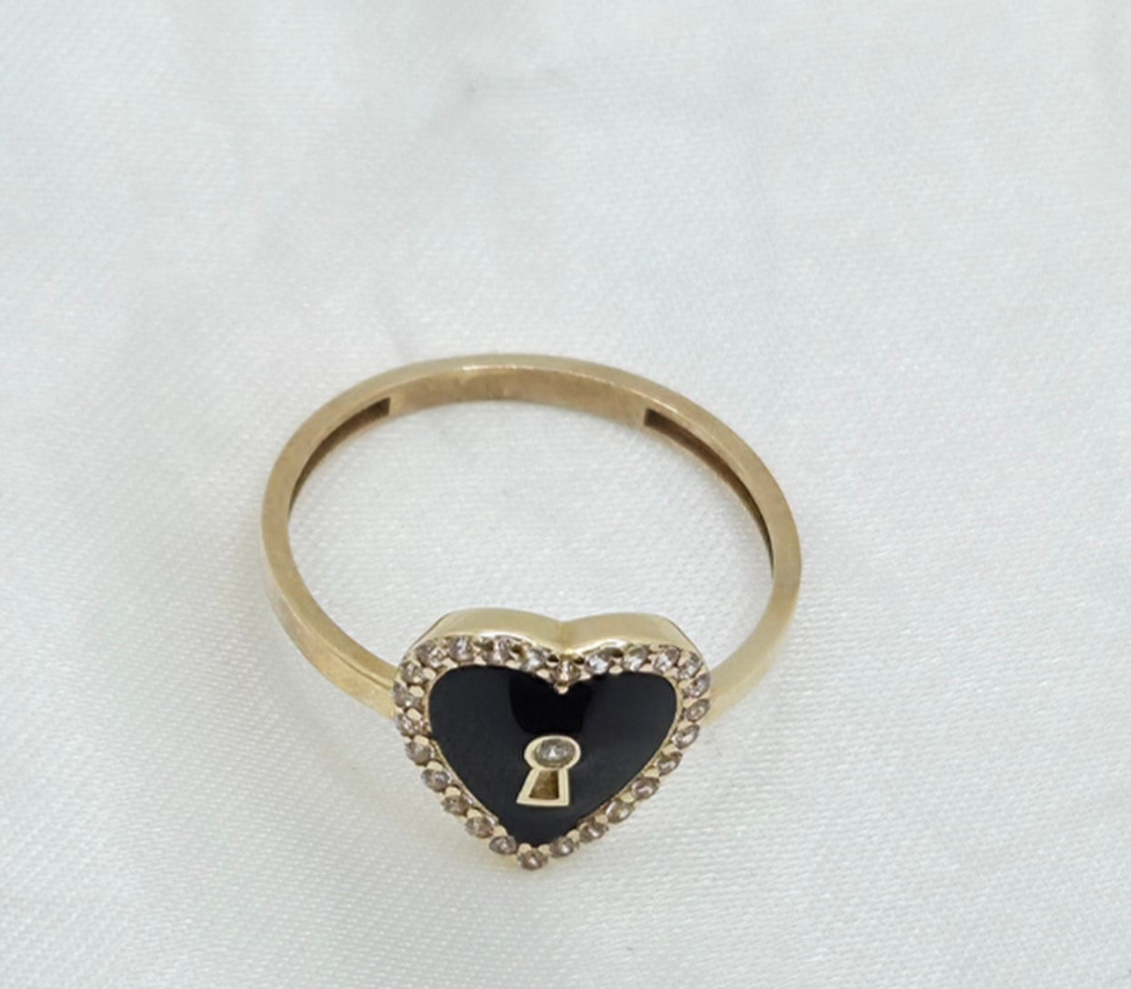 10K BLACK HEART RING CZ – 7 – JY Jewelry Wholesale