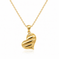 14K INFLATED HEART RIBBED DETAILS PENDANT – JY Jewelry Wholesale