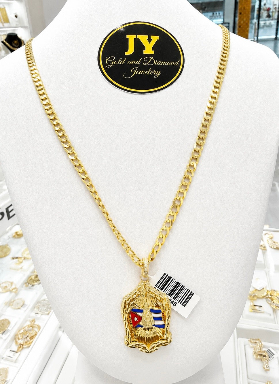 10K Gold Chain + Pendant — Solid 5mm 24-Inch Chain with Large Virgen de la Caridad Pendant – JY Jewelry Wholesale
