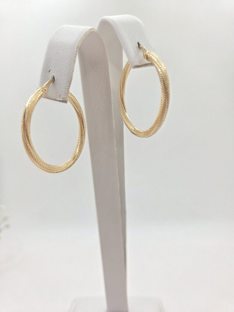 10K NEVADAS TWISTED CUBAN STYLE HOOPS EARRINGS – 4 3MM – JY Jewelry Wholesale