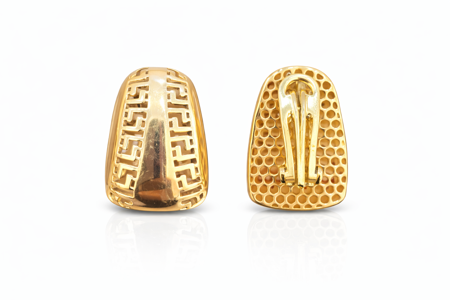 14K MODERN GREEK SILHOUETTE DETAIL OMEGA BACK EARRINGS – JY Jewelry Wholesale