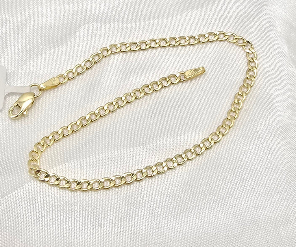 10K HOLLOW CUBAN CURB FLAT BRACELET – 7" 2.5MM – JY Jewelry Wholesale
