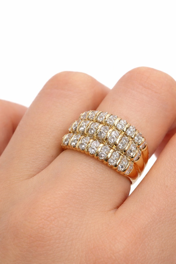 10K THREE ROW ELEGANT DIAMOND WOMAN'S RING – 6.5 – JY Jewelry Wholesale