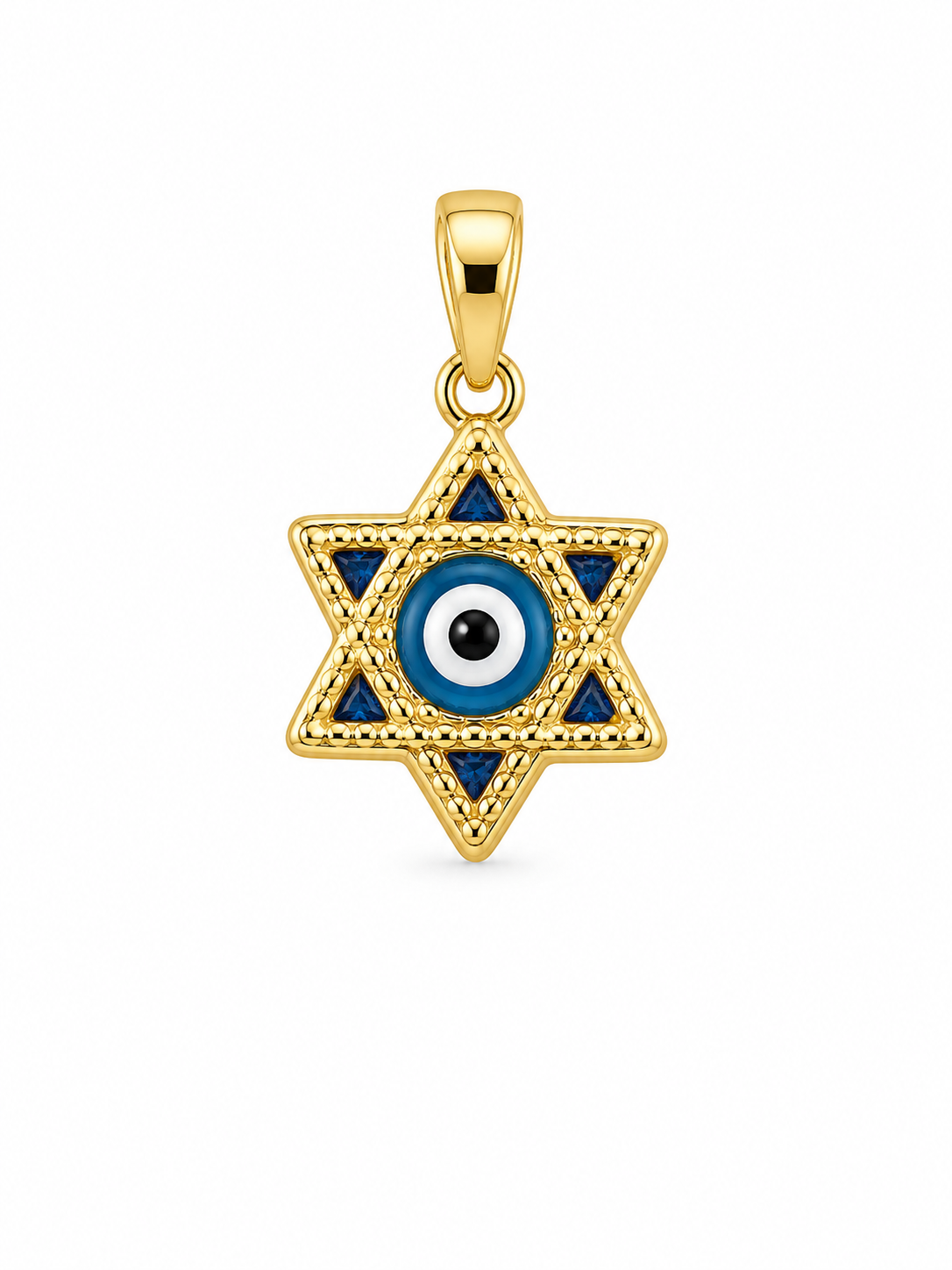 14K ELEGANT STAR-SHAPED PENDANT WITH A BLUE EYE IN THE CENTER – JY Jewelry Wholesale