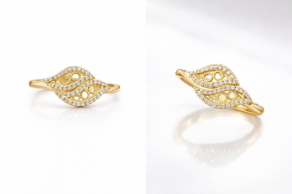 14K VINTAGE STYLE CZ FRAME SMALL WAVES RING – 7 – JY Jewelry Wholesale