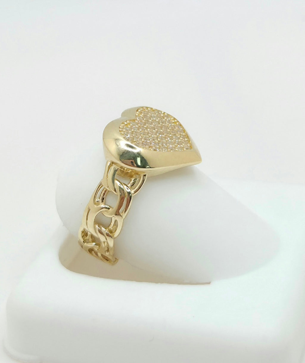 10K CHINO LINK SMALL CZ HEART RING – 8 – JY Jewelry Wholesale