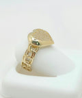 10K CHINO LINK SMALL CZ HEART RING – 8 – JY Jewelry Wholesale