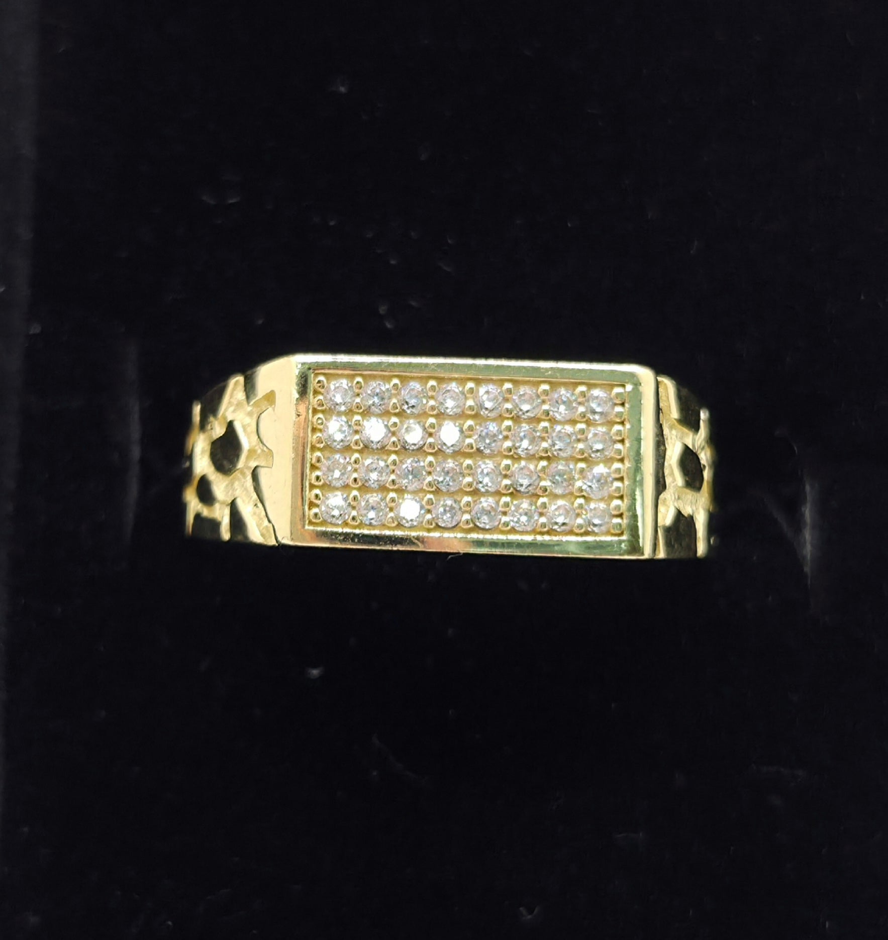 10K CZ NUGGETS DETAIL SMALL RECTANGULAR MEN'S RING – 10 – JY Jewelry Wholesale