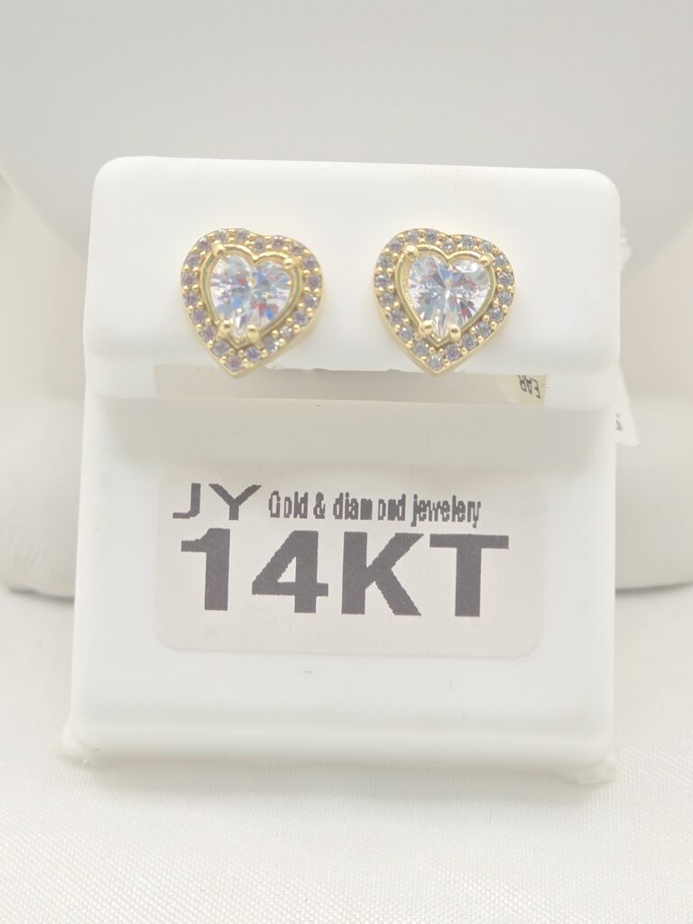 14K SMALL DELICATE HEART STONE INSIDE EARRINGS – JY Jewelry Wholesale