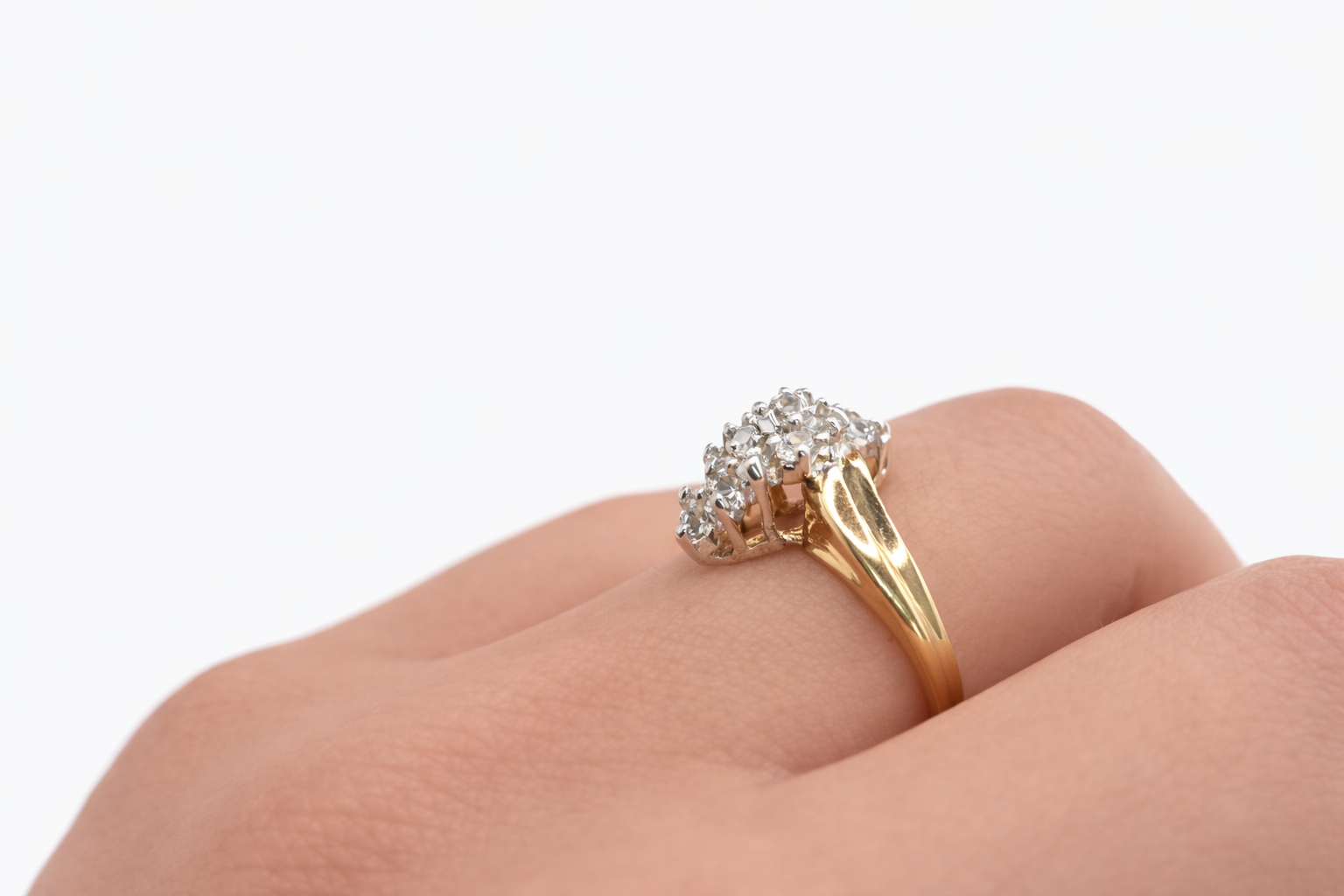 10K DELICATE ALMOND DESIGN DIAMOND WOMAN'S RING – 6.5 – JY Jewelry Wholesale