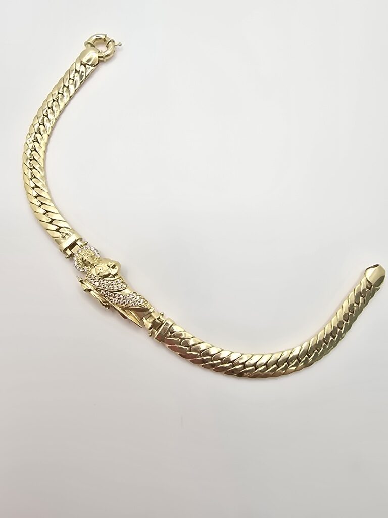 10K CUBAN LINK BRACELET WITH SAN JUDAS – 8" 6.5MM – JY Jewelry Wholesale