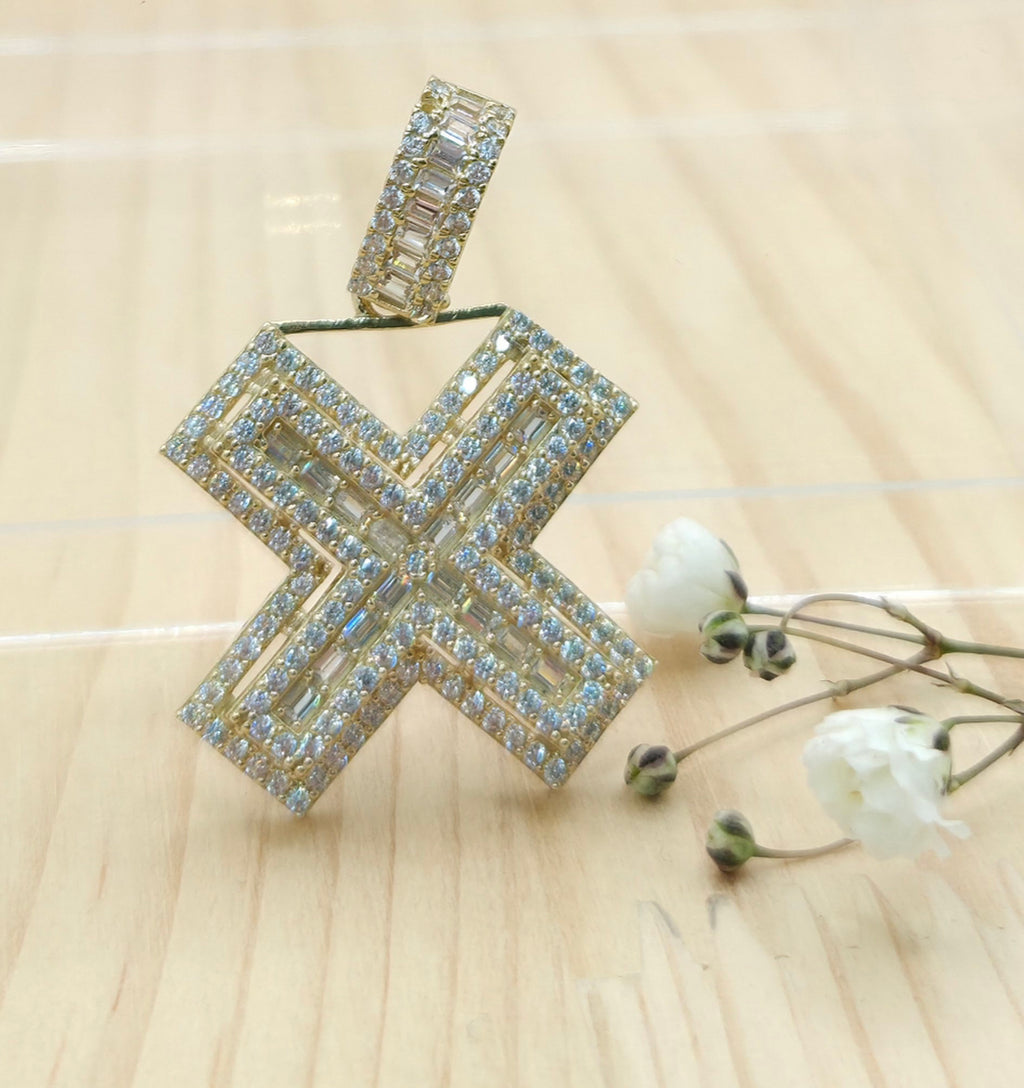 10K MEDIUM CZ "X'' LETTER PENDANT – JY Jewelry Wholesale