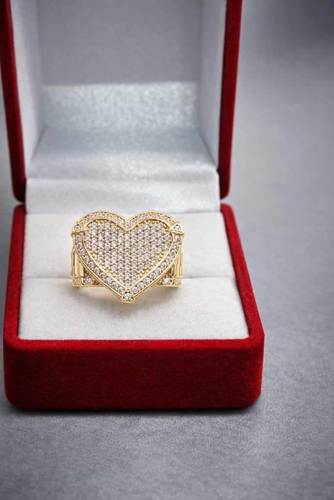 10K MODERN CZ LARGE HEART RING – 8-8.5 – JY Jewelry Wholesale