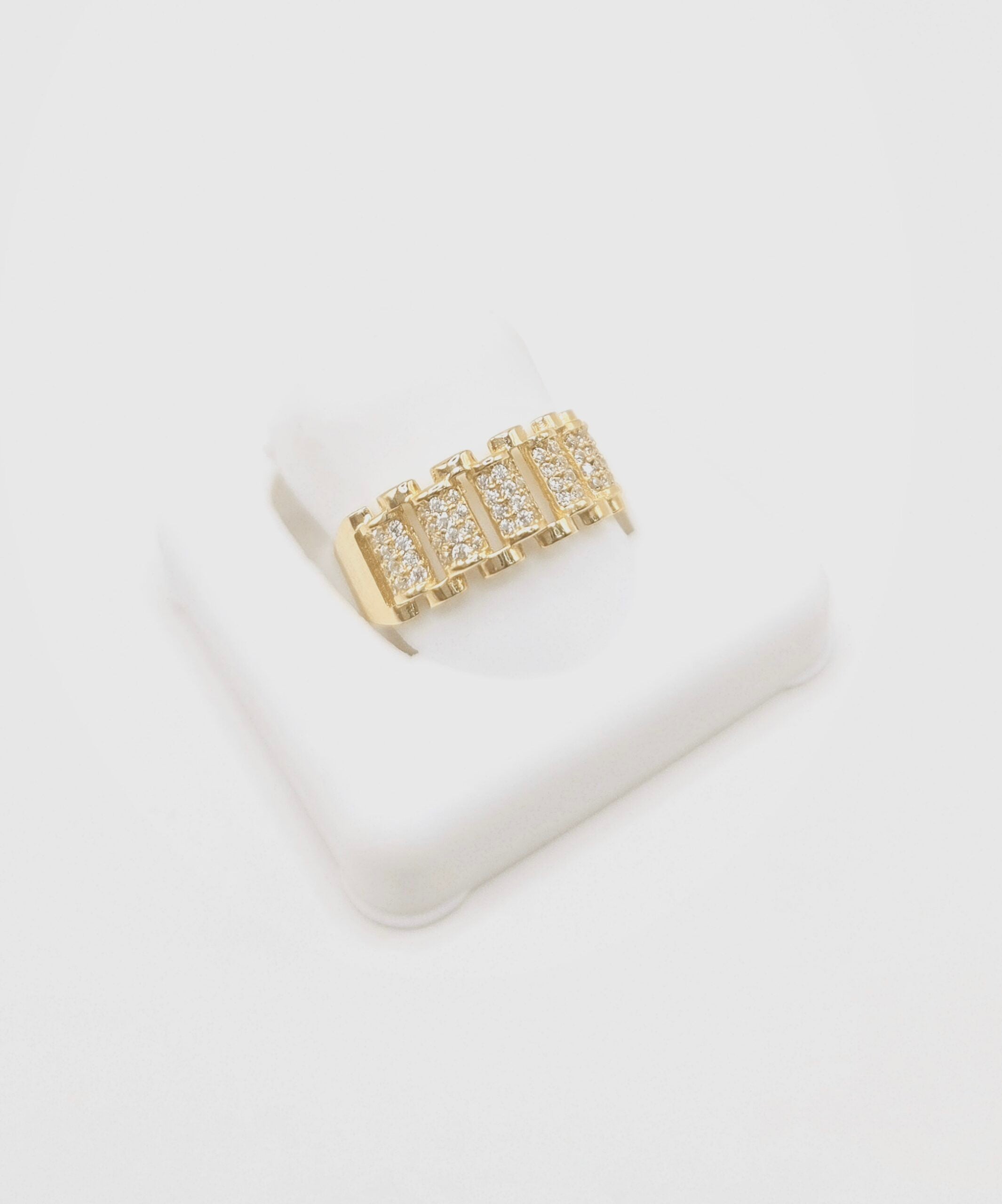 14K WATCH STYLE CZ DETAIL RING – 8 – JY Jewelry Wholesale