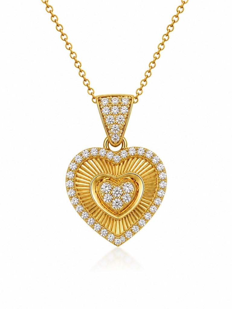 10K DELICATE CZ FRAME DIAMOND CUT BACKGROUND HEART PENDANT – XS – JY Jewelry Wholesale