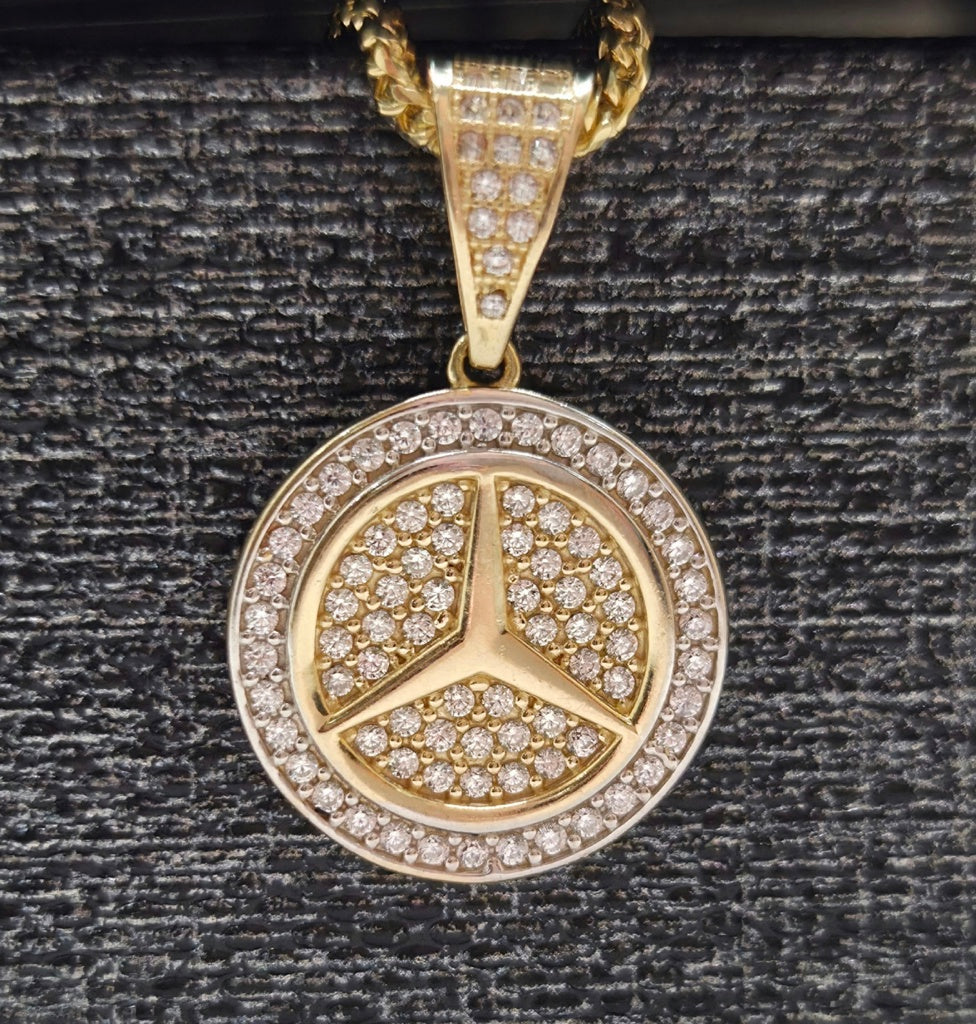 10K SMALL CZ MERCEDES B ROUND PENDANT – JY Jewelry Wholesale