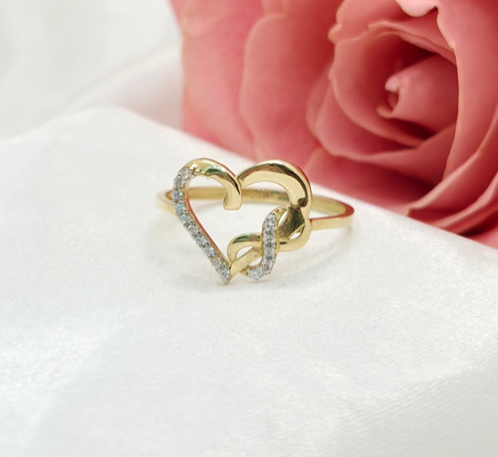 10K DELICATE CZ SILHOUETTE HEART INFINITY RING – 6-7 – JY Jewelry Wholesale