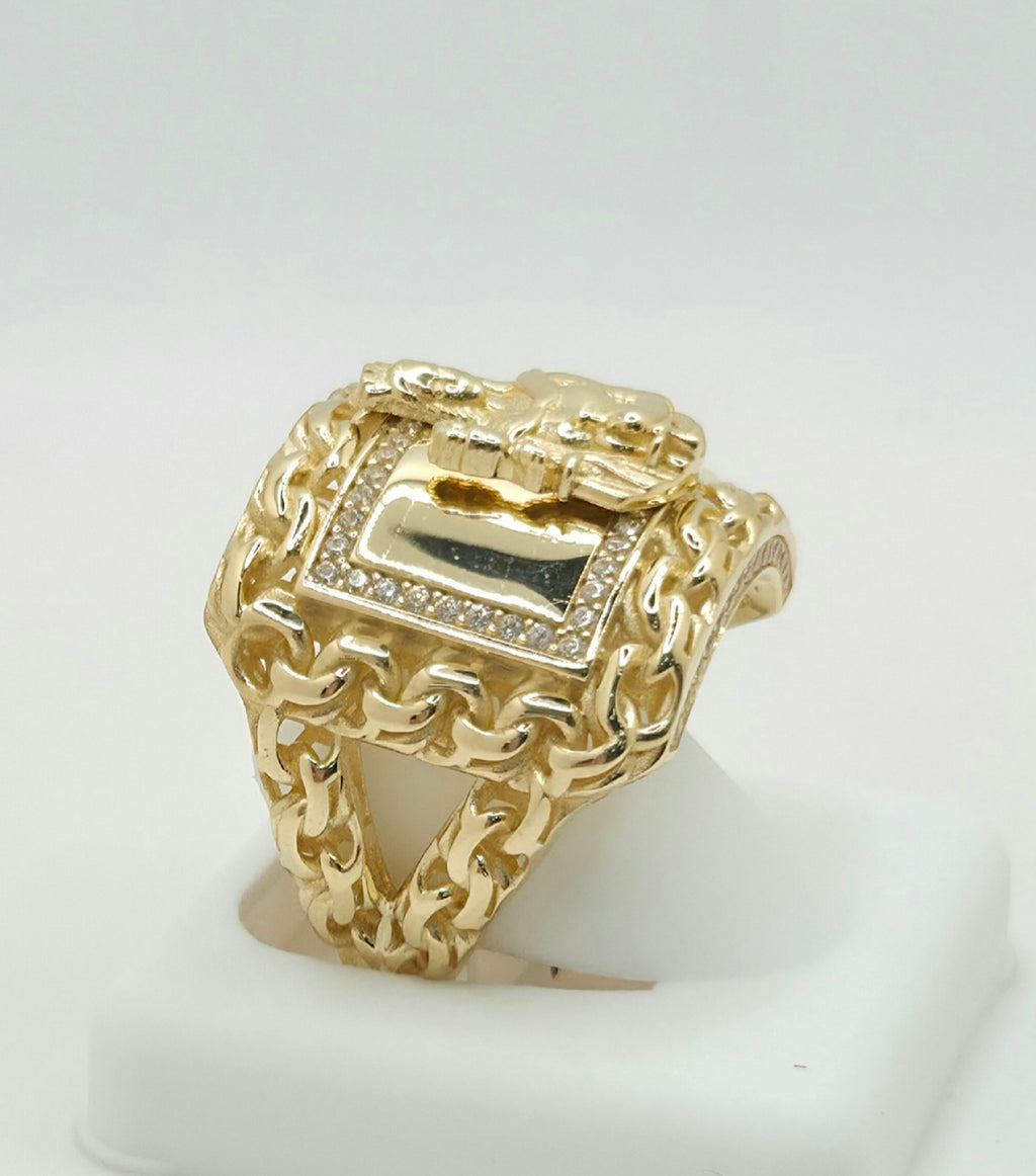 10K CHINO LINK DETAIL RECTANGULAR SANTA BARBARA RING – 11 & 12 – JY Jewelry Wholesale