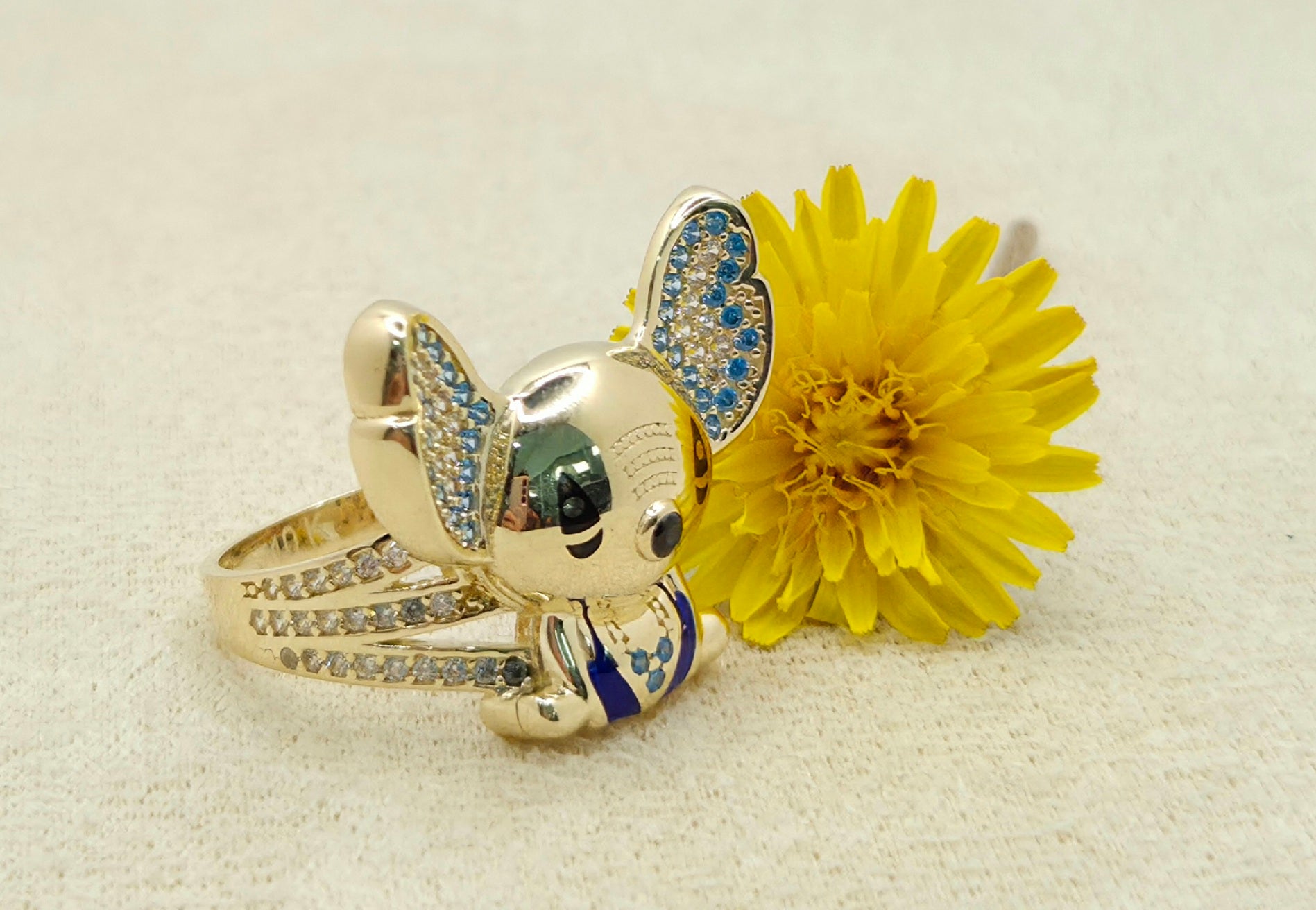 10K CZ SKY BLUE STITCH RING – 9 – JY Jewelry Wholesale
