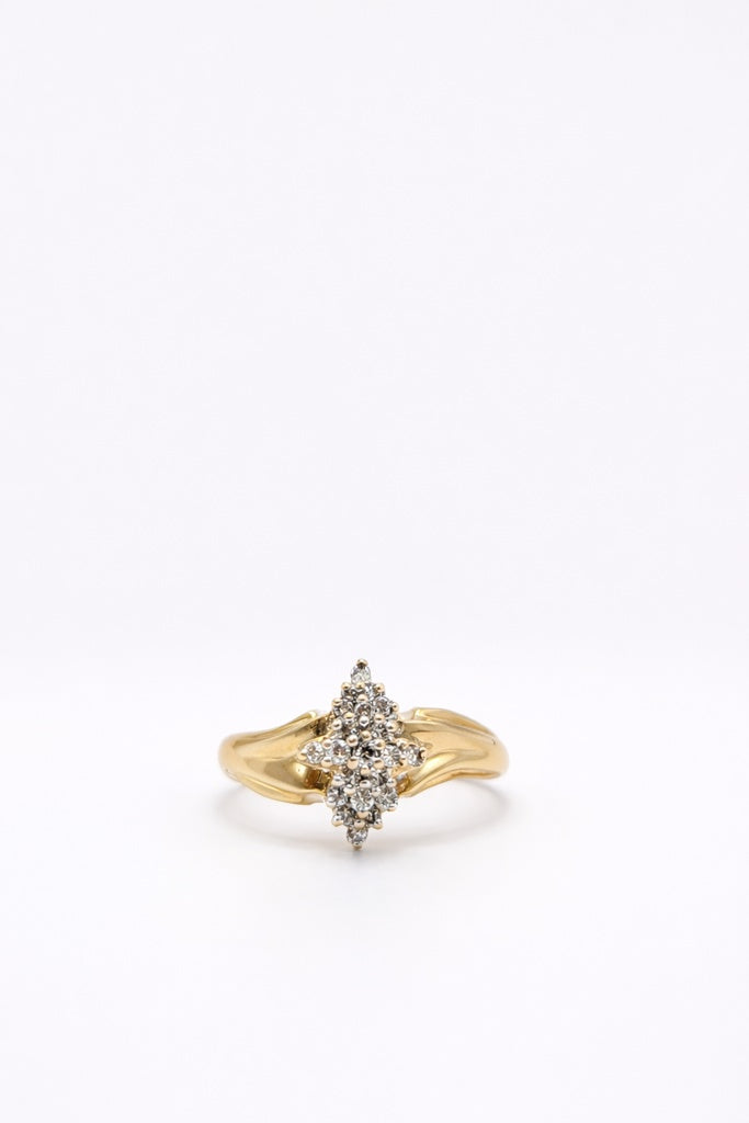 10K ALMOND SHAPE DIAMONDS ELEGANT RING – 7/0.19CT – JY Jewelry Wholesale