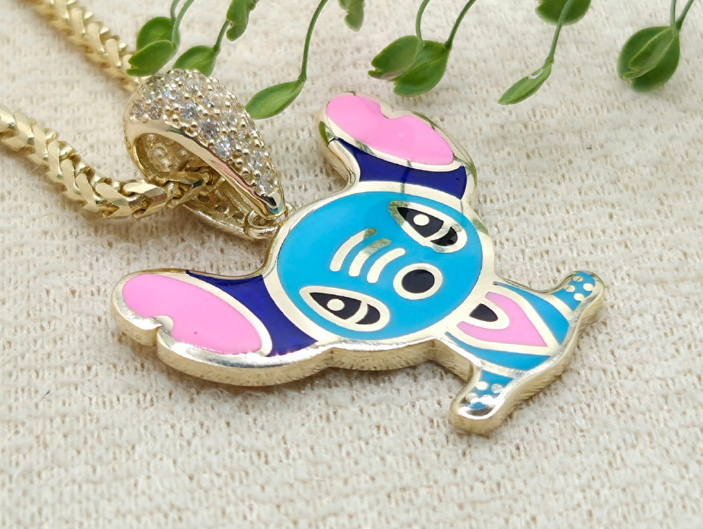10K SKY BLUE FLAT STYLE STITCH PENDANT – JY Jewelry Wholesale