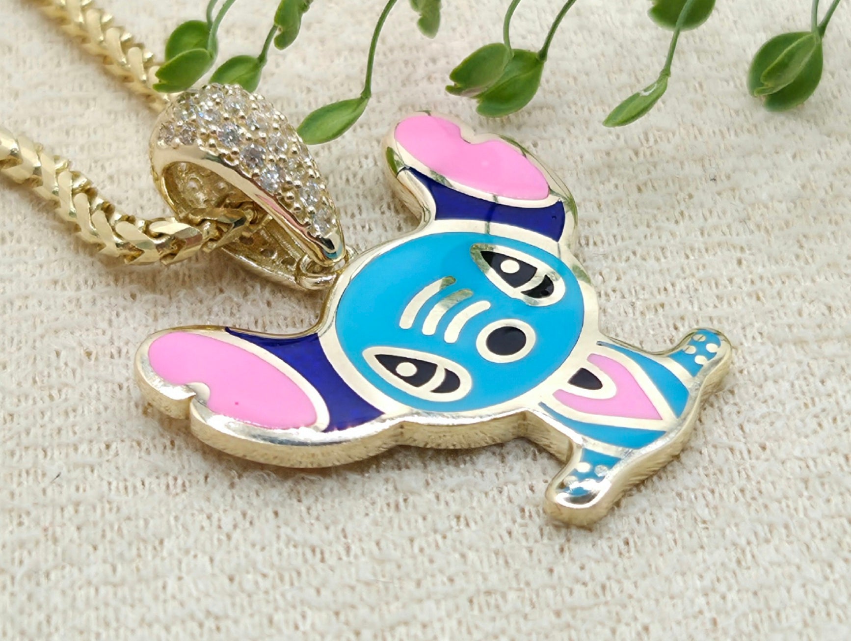 10K SKY BLUE FLAT STYLE STITCH PENDANT – JY Jewelry Wholesale