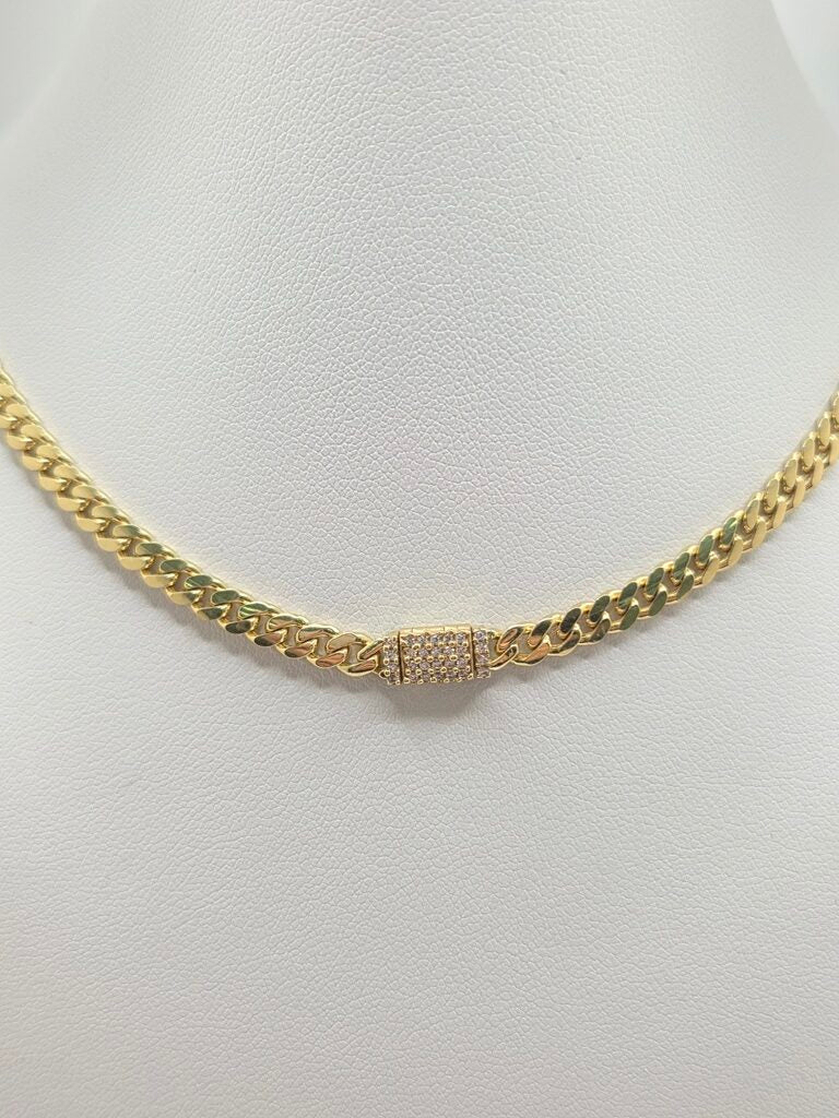 10K SOLID MIAMI CUBAN CHAIN CZ LOCK – 22" 6MM – JY Jewelry Wholesale