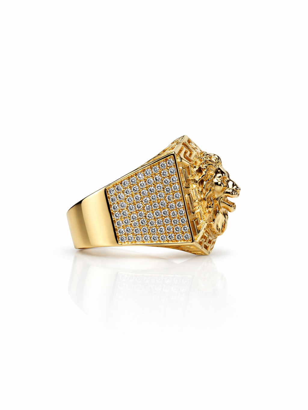10K GREEK FRAME BIG LION HEAD RING – 11 – JY Jewelry Wholesale