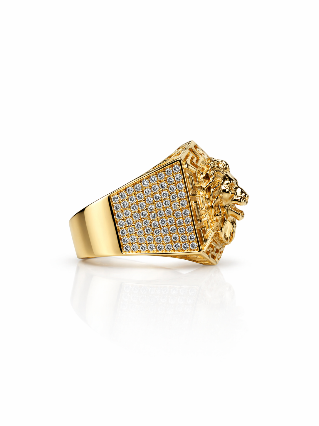 10K GREEK FRAME BIG LION HEAD RING – 11 – JY Jewelry Wholesale