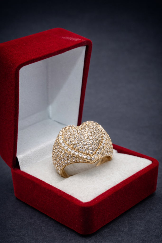 10K MODERN CZ LARGE HEART RING – 7 – JY Jewelry Wholesale