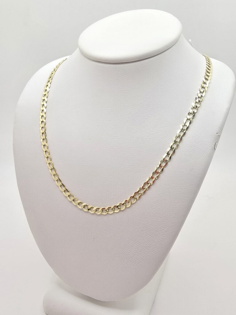 10K CUBAN CURB FLAT CHAIN – 20" 4MM – JY Jewelry Wholesale