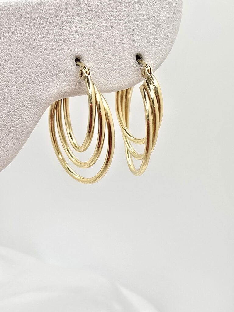 14K DELICATE THREE IN ONE HOOPS EARRINGS – JY Jewelry Wholesale