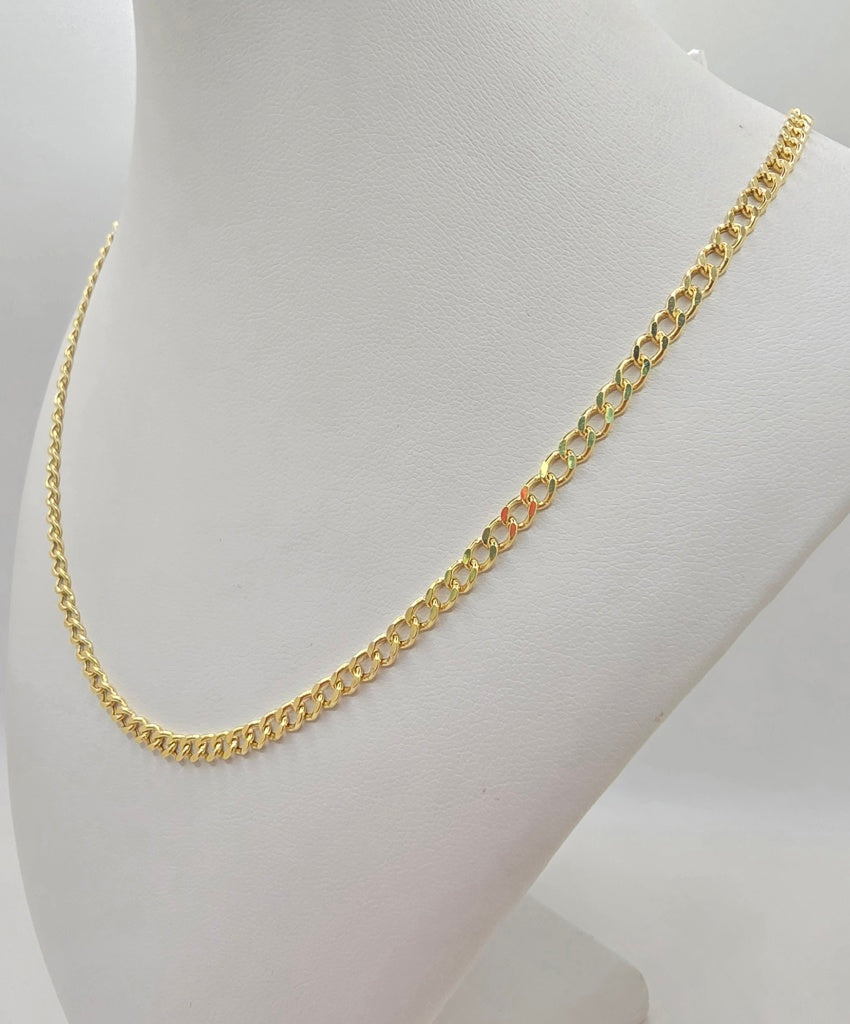 10K HOLLOW CUBAN CURB FLAT CHAIN – 16" 3.5MM – JY Jewelry Wholesale