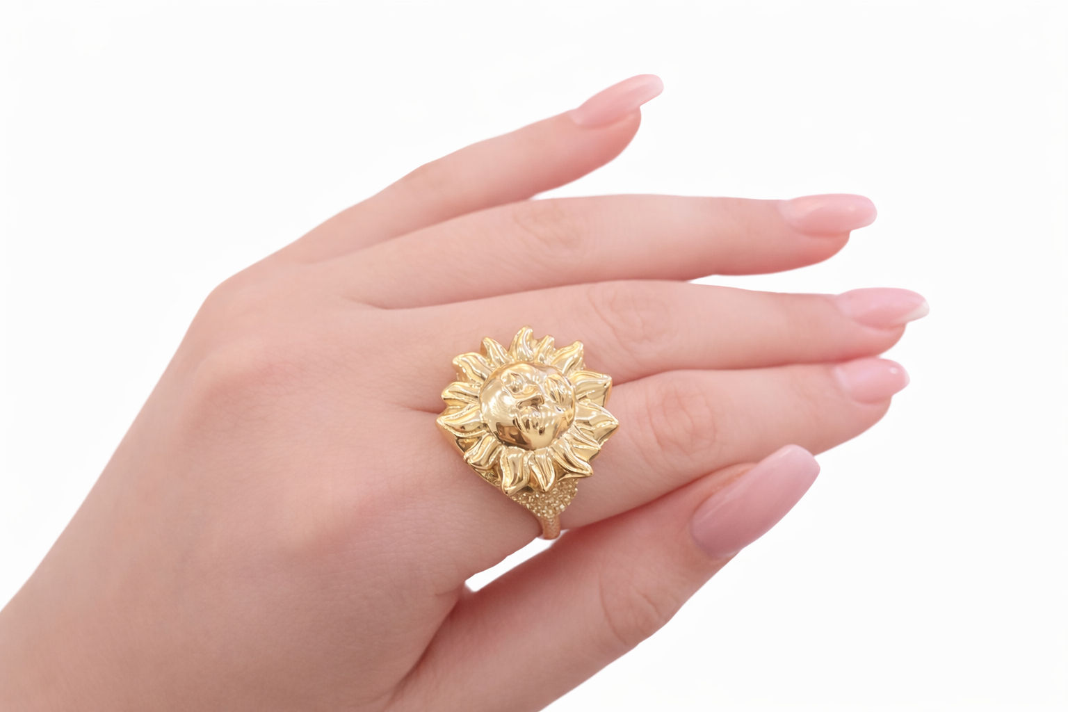 14K CZ SUN FACE RING – 8 – JY Jewelry Wholesale
