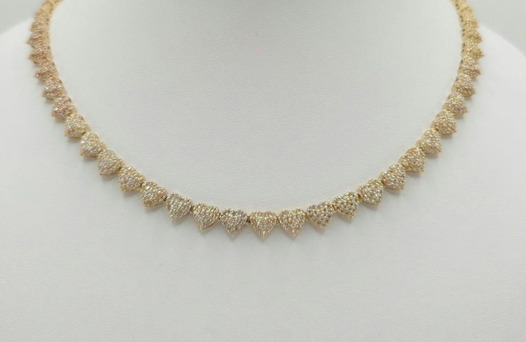 14K SMALL WHITE CZ HEARTS NECKLACE – 16" – JY Jewelry Wholesale