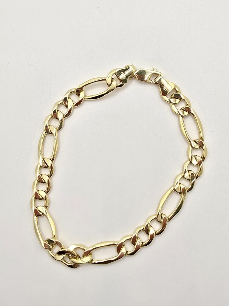 10K FIGARO BRACELET – 9" 7MM – JY Jewelry Wholesale