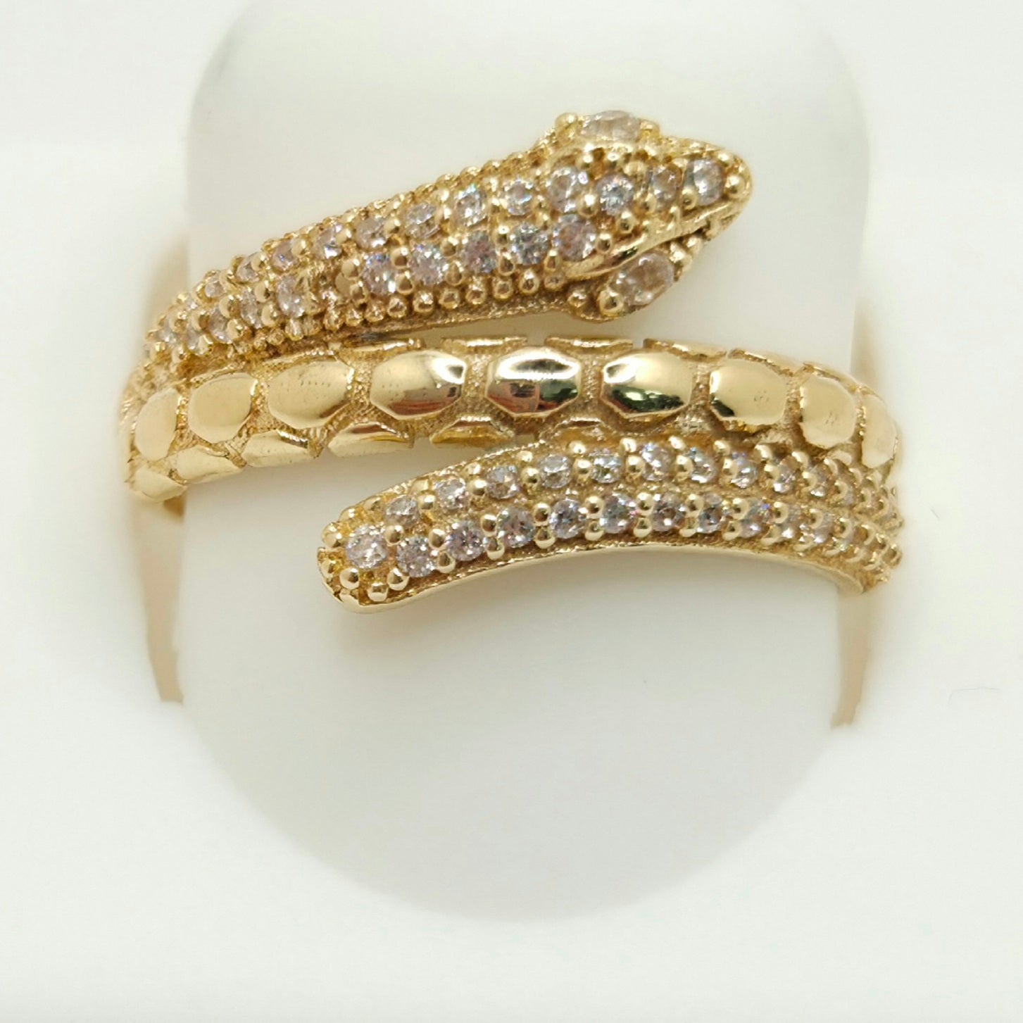 14K MODERN CZ SNAKE RING – 7 – JY Jewelry Wholesale