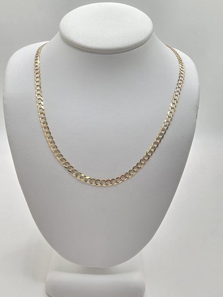 10K TWO TONE CUBAN CURB FLAT – 20" 3MM – JY Jewelry Wholesale