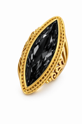 10K BLACK ALMOND STONE RING – 7 – JY Jewelry Wholesale