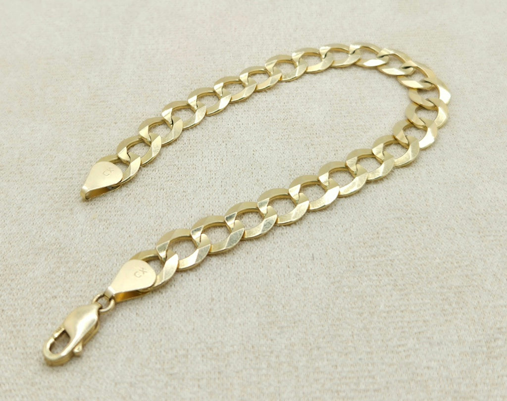 14K SOLID CUBAN CURB FLAT BRACELET – 8.5" 10MM – JY Jewelry Wholesale